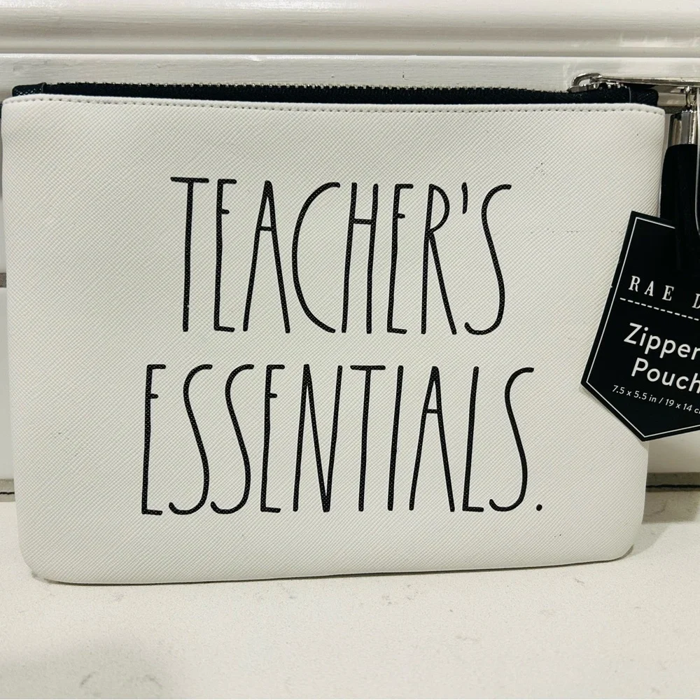 Rae Dunn White Teacher's Essentials Pouch
